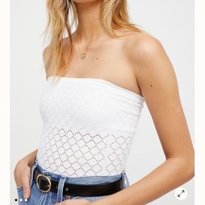 Free People Honey Textured White Tube Top